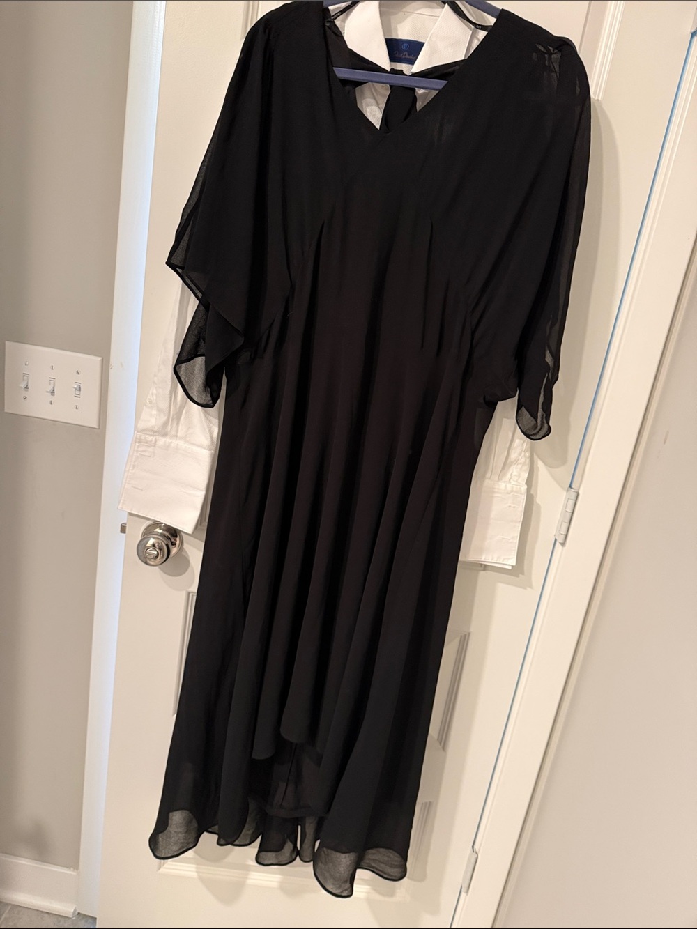City Chic Black Dress LAYER FLOWY GAUZY SHEER 18 FORMAL FLUTTER HIGH LOW